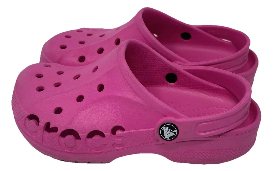 Crocs Baya tamancos sapatos aquáticos, chinelo unissex slides Barbie rosa júnior tamanho 1 J3 - Imagem 2 de 4