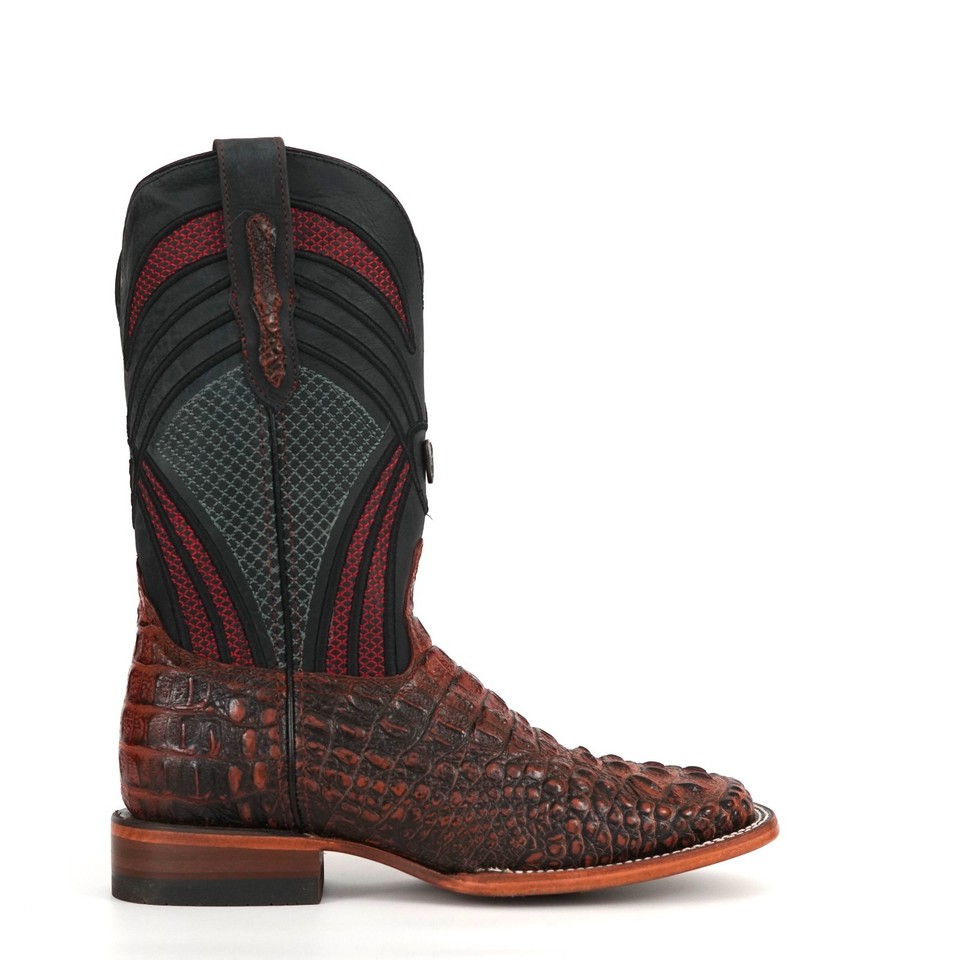 MEN'S ALLIGATOR PRINT NECK WESTERN STYLE RANCH COWBOY BOOTS SQUARE TOE ...
