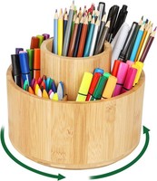 Cinnani Schreibtisch Organizer Aus Bambus, 360° Drehbar Stiftehalter Holz,