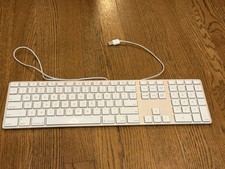 Apple Mac Wired Keyboard USB A Plug and Play A1243 Ultra Slim Silver White