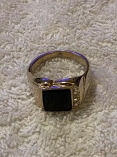 BLACK ONYX RING WITH ACCENT STONES