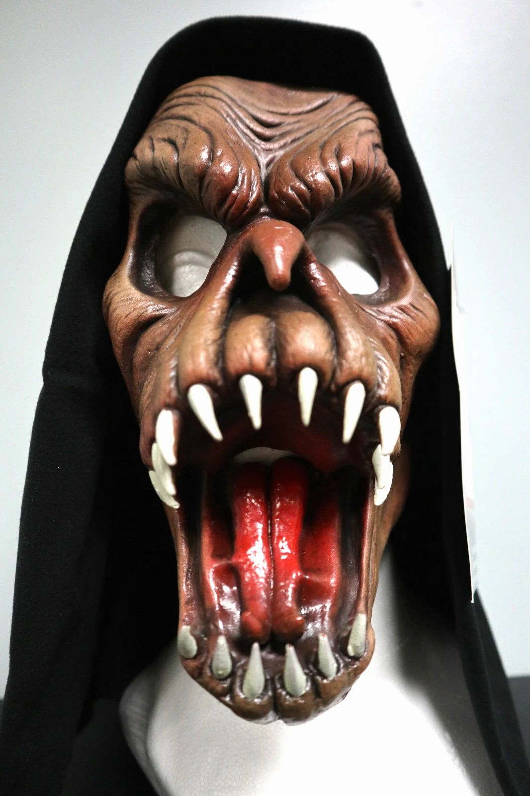 Hooded Fanged Monster- Zagone Studios ORIGINAL "Fang Face" Brown Handmade Mask