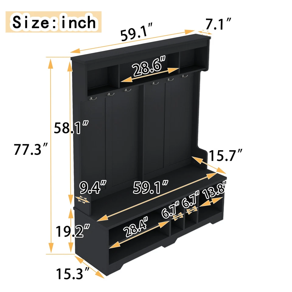 Moderno árbol de pasillo con ganchos metálicos y espacio de almacenamiento, multifuncional Foto 3 de 4