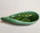 McCoy Green 243 Brush USA Ceramic Planter Dish 11 Inch Vintage 1960s