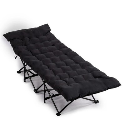 Folding Camping Cot Bed with Soft Pad, Portable Outdoor Cot, Adults Sleeping 、