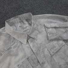 Huk Shirt Mens Large White Kryptek Yeti Performance Fishing Camp Hike Outdoors