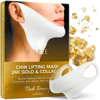 MAREE Chin Strap V Line Lifting Mask - 24K Gold 10 Count (Pack of 1),