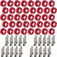 40 PCS Engine Dress up Kit, CNC Finishing Fender Bumper Washers Red