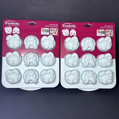 Trudeau Structure Silicone Cupcake Pan Easter Bunny Rabbit Mold Set Of 2 New