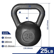 25lb Casting Iron Kettlebell Durable Black Hammertone Finish Kettlebell Fitness