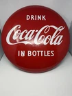 Vintage Original 24” Coca-Cola Button Sign Drink Coca-Cola In Bottles 1950s Rare