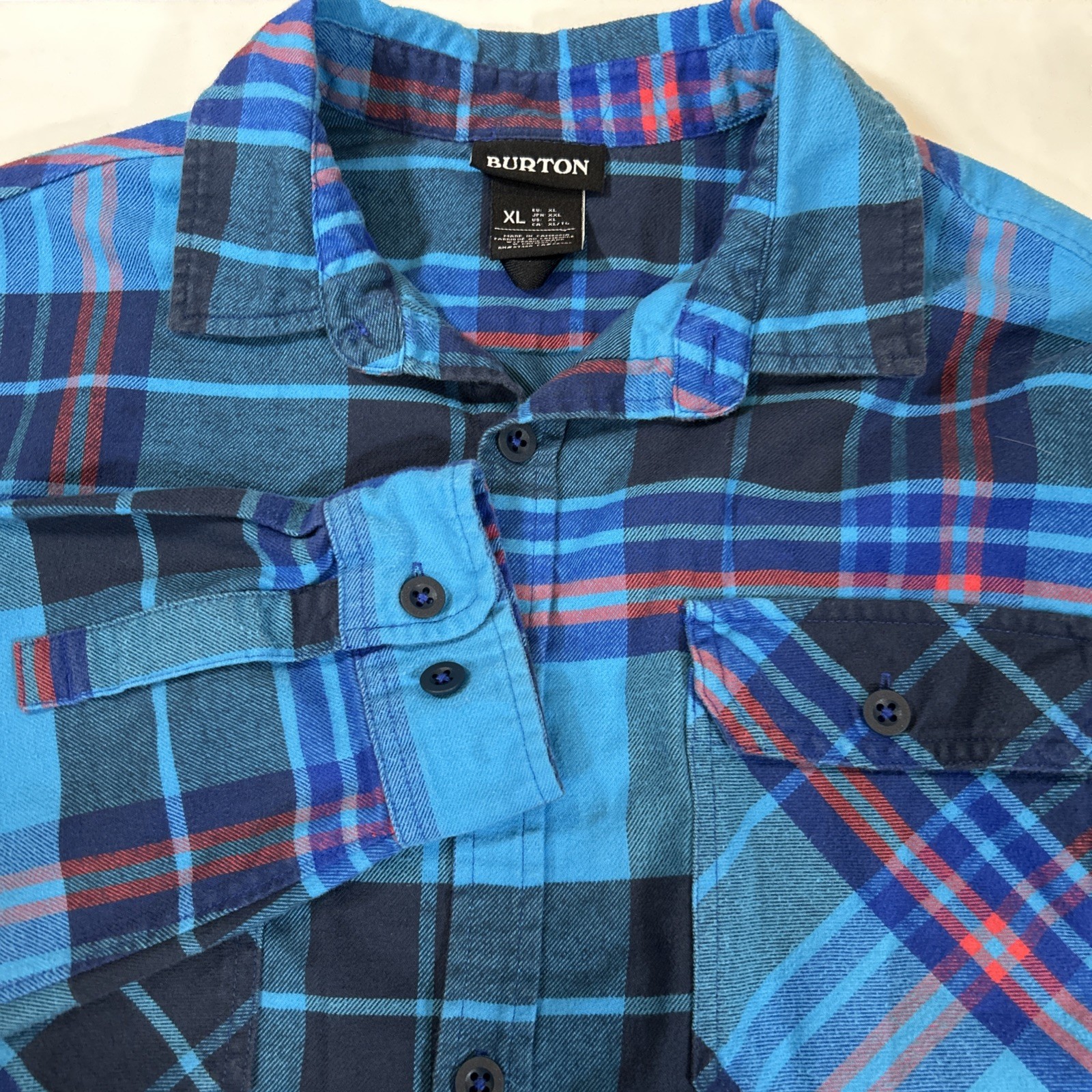 Men&rsquo;s Burton Flannel Shirt Sz XL Multicolor Plaid Button S