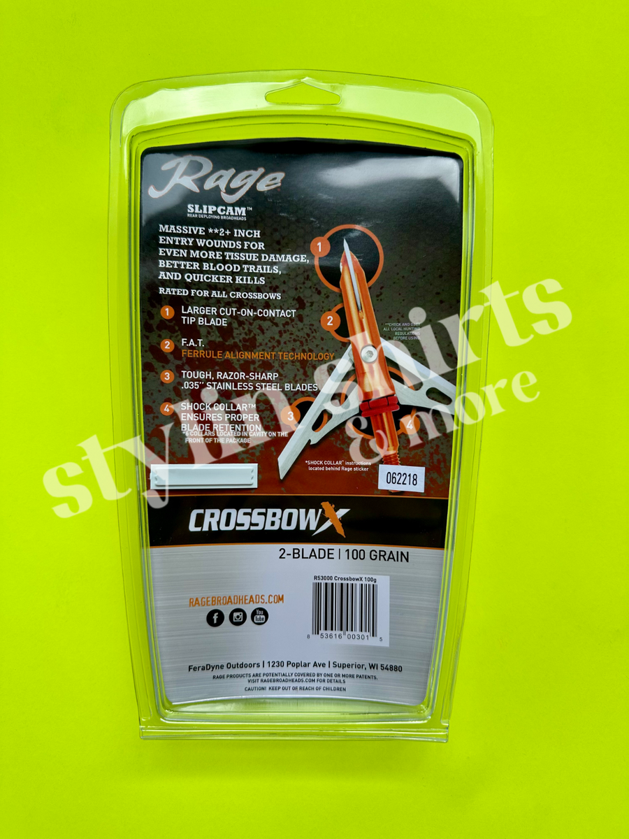 Punta Meccanica Rage Crossbow X Slipcam 100 Grani – 2 Lame, Taglio 2″