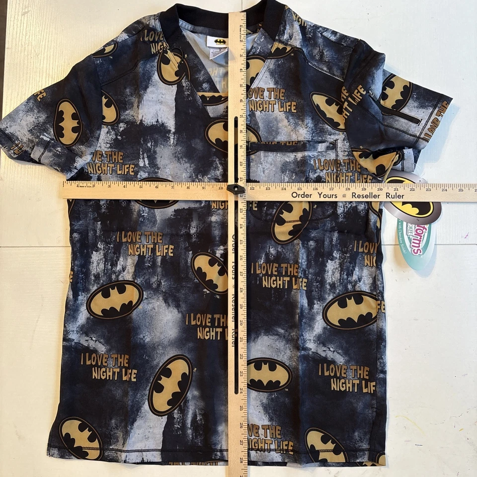 Batman Cherokee Scrubs Tooniforms Mens V Neck Top TF730 Size Small - Image 4 of 4