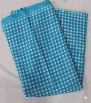 Indian Turquoise Check Print Cotton Dressmaking Fabric,Cotton Fabric 5 Yards US