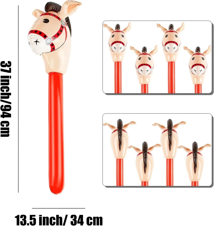 4 Pieces Inflatable Stick Horse Inflatable Horsehead Stick Balloon for Theme ... - Image 4 of 4