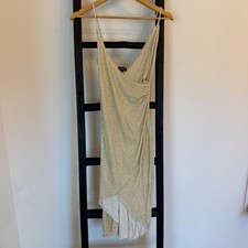 Hourglass Gold Metallic Sleeveless Mini Dress Ruched Bodycon Party Cocktail