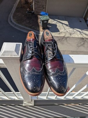 Johnston & Murphy Black Mahoghany Wingtip DrrbyItalian Men's Shoes Size 10.5 M