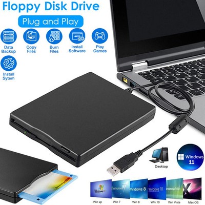 3.5 USB 2.0 Data External Floppy Disk Drive 1.44MB For Laptop PC Win 7/8/10/11