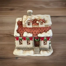 Ceramic Christmas Holiday Tea Light Candle House,used,JJ-1-1