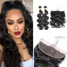 Brazilian  Indian Human Hair Weave Virgin Remy Sew In Body Wave 2 Bundles