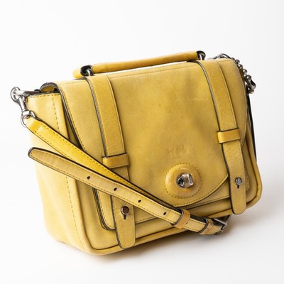 Coach Bleecker Mini Messenger Bag Safran Yellow Leather 32279 Rare Retired