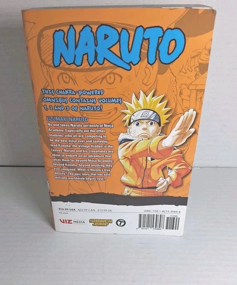 Naruto 3 in 1 Manga Lot of 3 | Volumes 1-9 | Shonen Jump Manga | Viz Media - Image 3 of 4