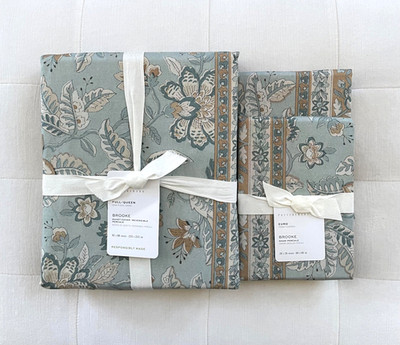 Pottery Barn BROOKE FLORAL PRINTED Duvet Full Queen & 2 Euro Shams Multi NWT