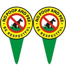 2 PCS No Dog Poop Signs for Yard - Double Sided Be Respectful No Poop and Pee...