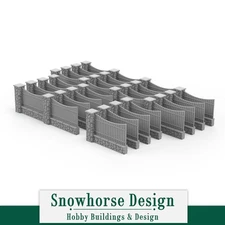 Tall Stone and Wood Wall Sections (HO Scale 1:87)