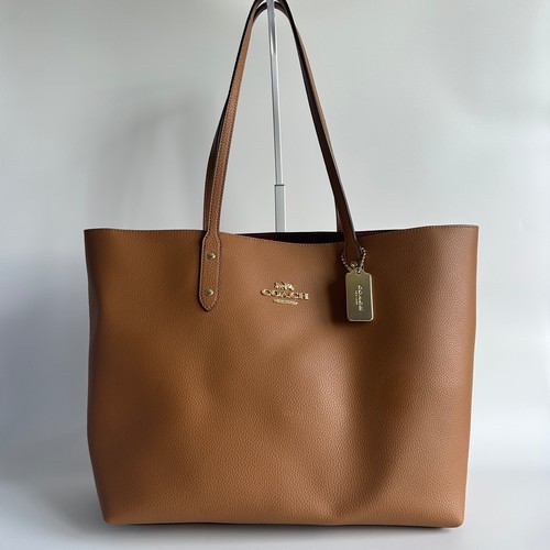 Coach Town Tote Light Saddle Pebbled Leather Shoulder Bag Good