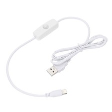 USB Cable With ON Off Switch USB Male To Type-C Male Extension Cord 1M White