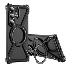 For Samsung Galaxy S25 Ultra/S24/S23 Metal Frame Magnetic Ring Kickstand Case 