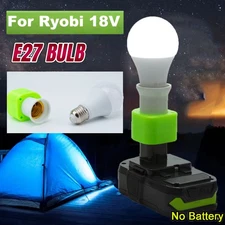 LED Work Light E27 Bulb For Ryobi 18V Li-ion Battery Portable Emergency Lamp US