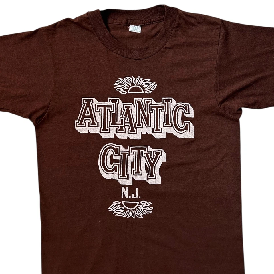 70s Vintage Atlantic City T-shirt Single Stitch New Jersey Travel Text graphic. - Image 2 of 4