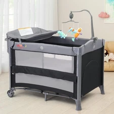 4-in-1 Baby Bedside Sleeper Bassinet w/Diaper Changing Table & Storage Bag