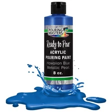 Pouring Masters Hawaiin Blue Metallic Pearl 8-Ounce Acrylic Pouring Paint