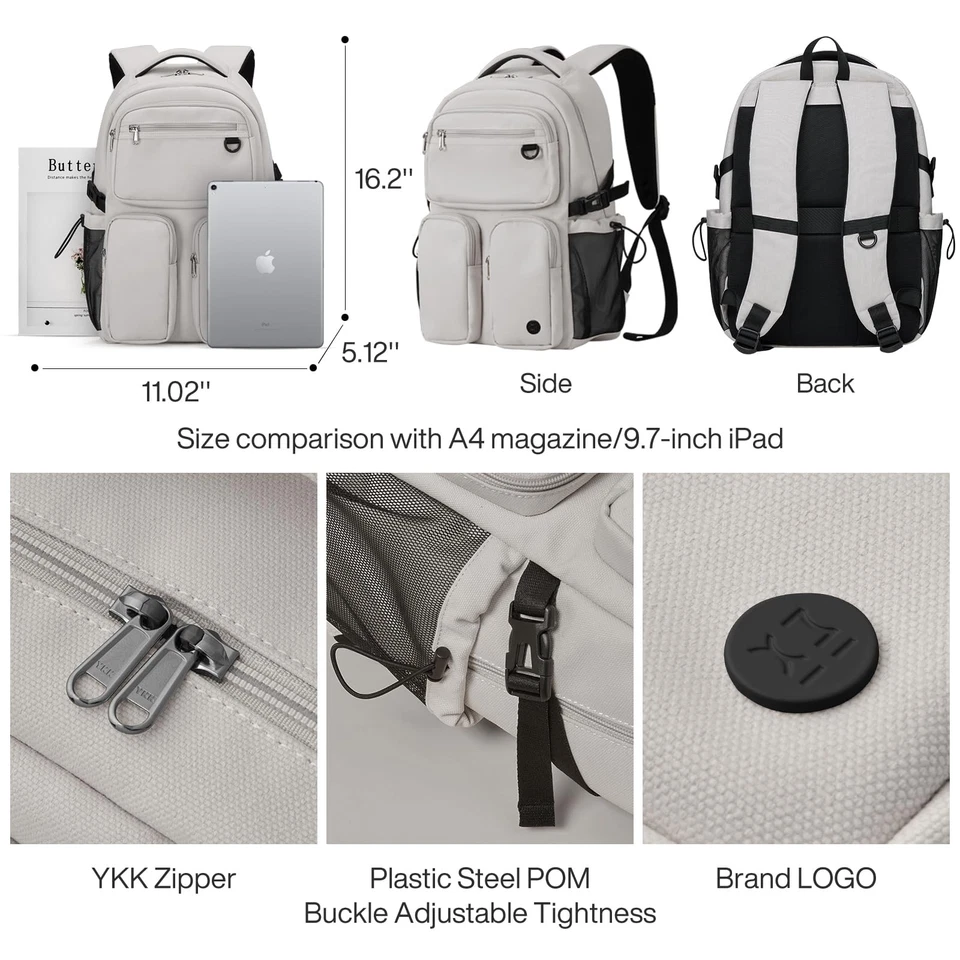 Mochila de viaje para computadora portátil ligera duradera bolsa de libros escolar hombres mujeres 15,6" computación Foto 3 de 4