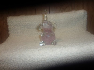 PINK SITTING ELPHANT  GLASS PAPERWEIGHT