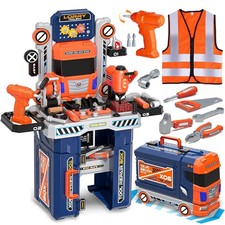 Kids Tool Bench Set with Electric Drill  Work Clothes, 68 PCS Realistic Todd...