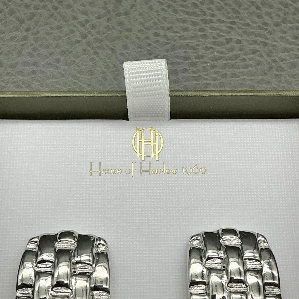 Pendientes House of Harlow 1960 tono plata clip tejido sin níquel nuevos en caja Foto 4 de 4