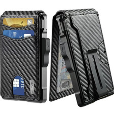 Men's Slim Pop Up Bifold Wallet with Money Clip, Minimalist Wallet RDIF Blocking