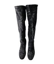 Diba Women's Babs Black & Grey Paisley Fabric Boots Sz: 11m