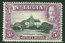 SG 123 St Lucia 1936. 5/- black & violet. Fine unmounted mint CAT £26