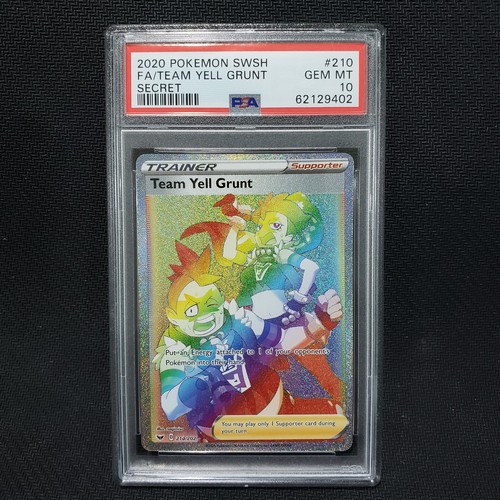 2020 Pokemon: TEAM YELL GRUNT 210/202 Sword & Shield Base Set Gem Mint PSA 10 💎