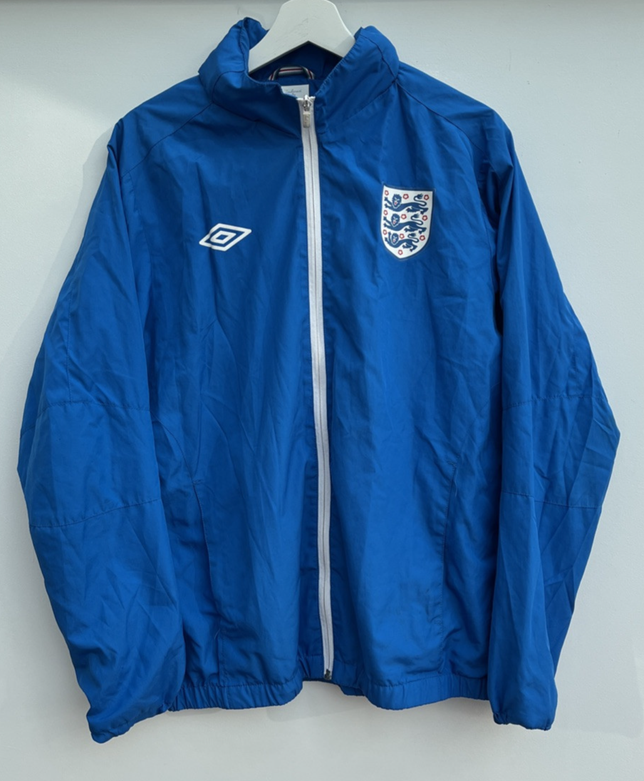 Vintage England Football Jacket Blue Full Zip Rain Coat Mens