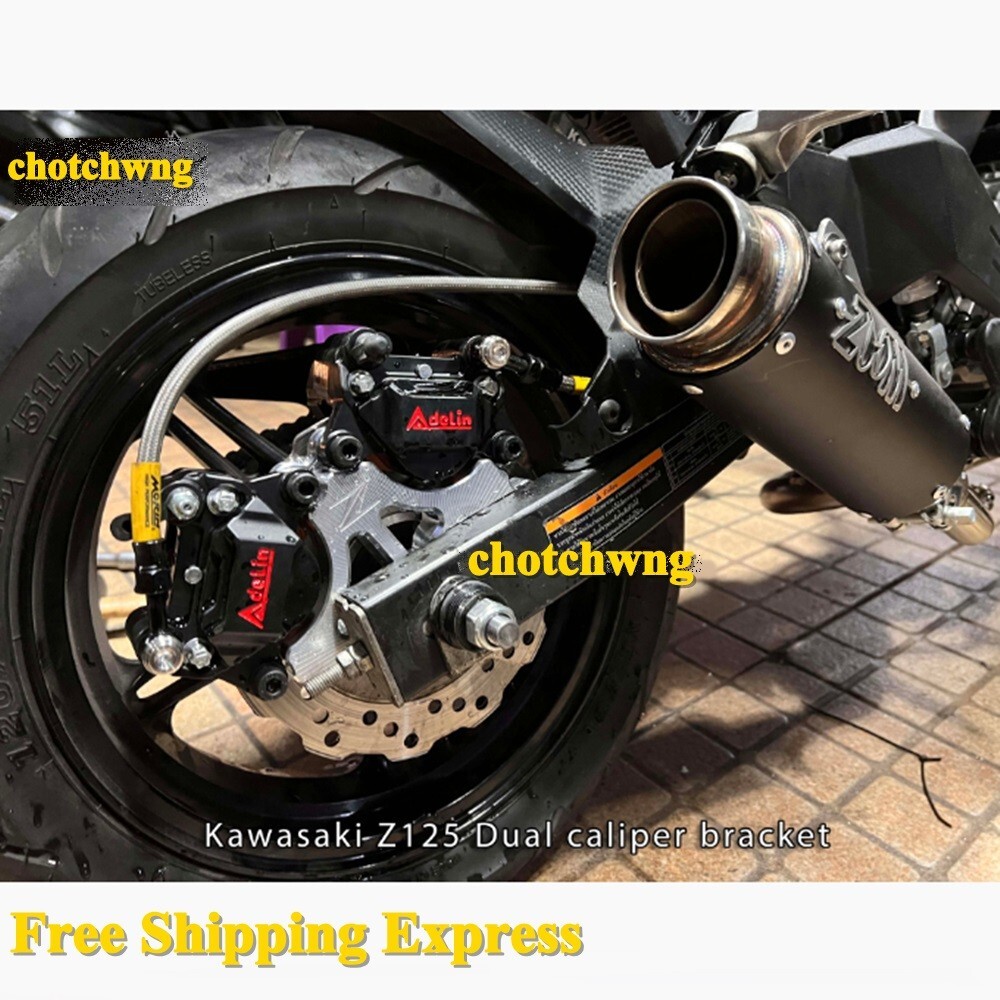 Dual Caliper Bracket Kawasaki Z125 Silver Stunt Parts Motorcycle