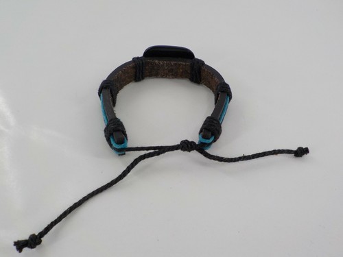 Best Friend Tribal Bracelet Black Leather Cuff Blue Heart Love Adjustable Thread - Picture 2 of 3