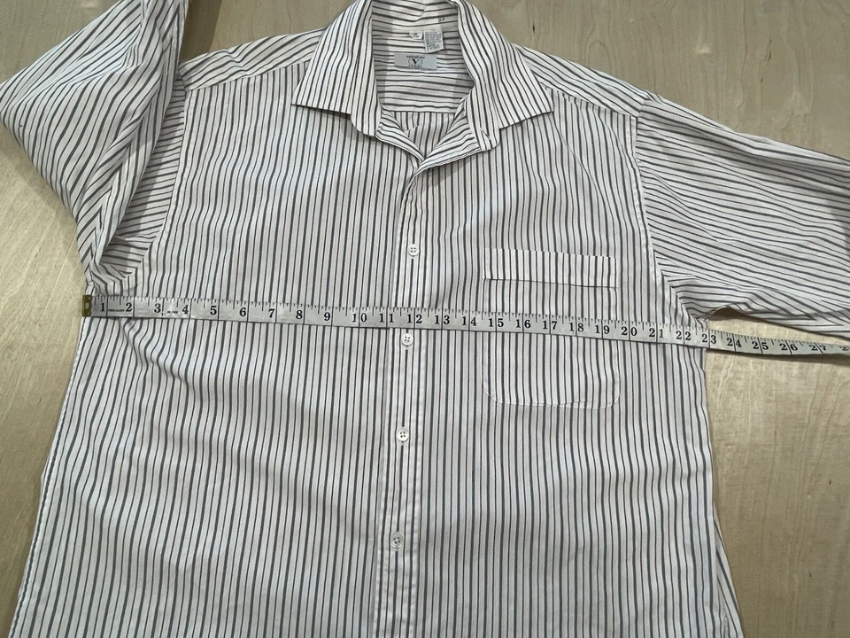 Valentino Mens Cotton White Striped Button Down Shirt Size 16/34-34 - Image 3 of 4