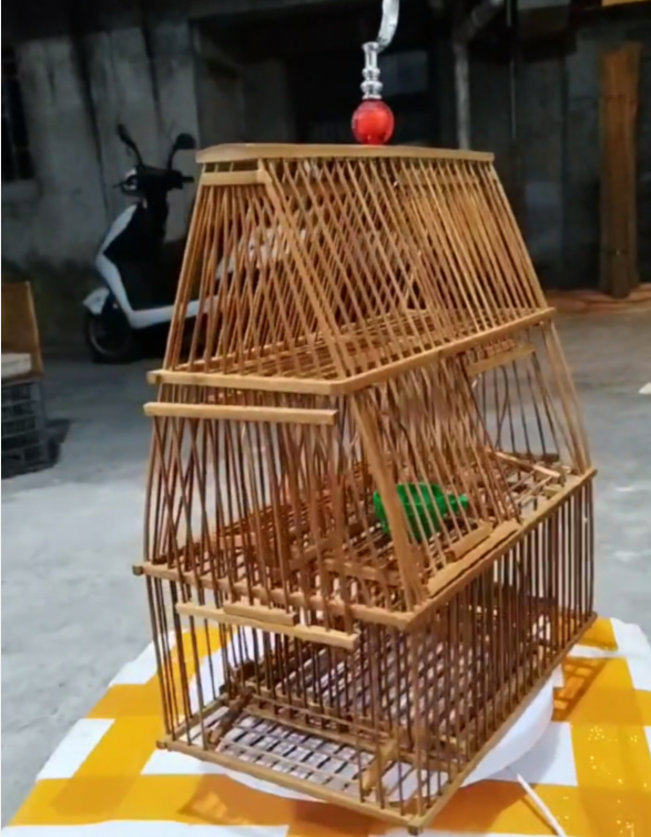 New 6Door Bambo Birdcage Repeating Trap Cage for Birds Catch Birds